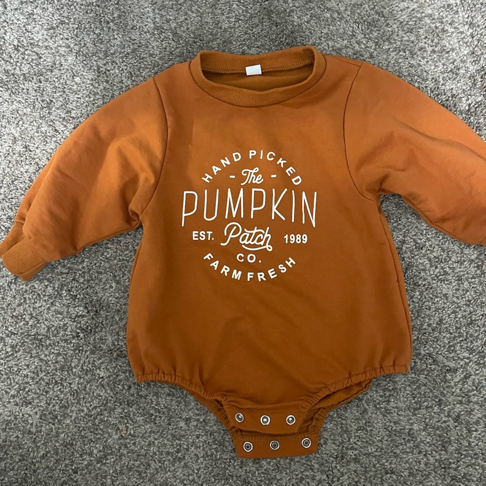 Pumpkin Patch Orange Bodysuit with Cozy Cotton and Fall Graphic